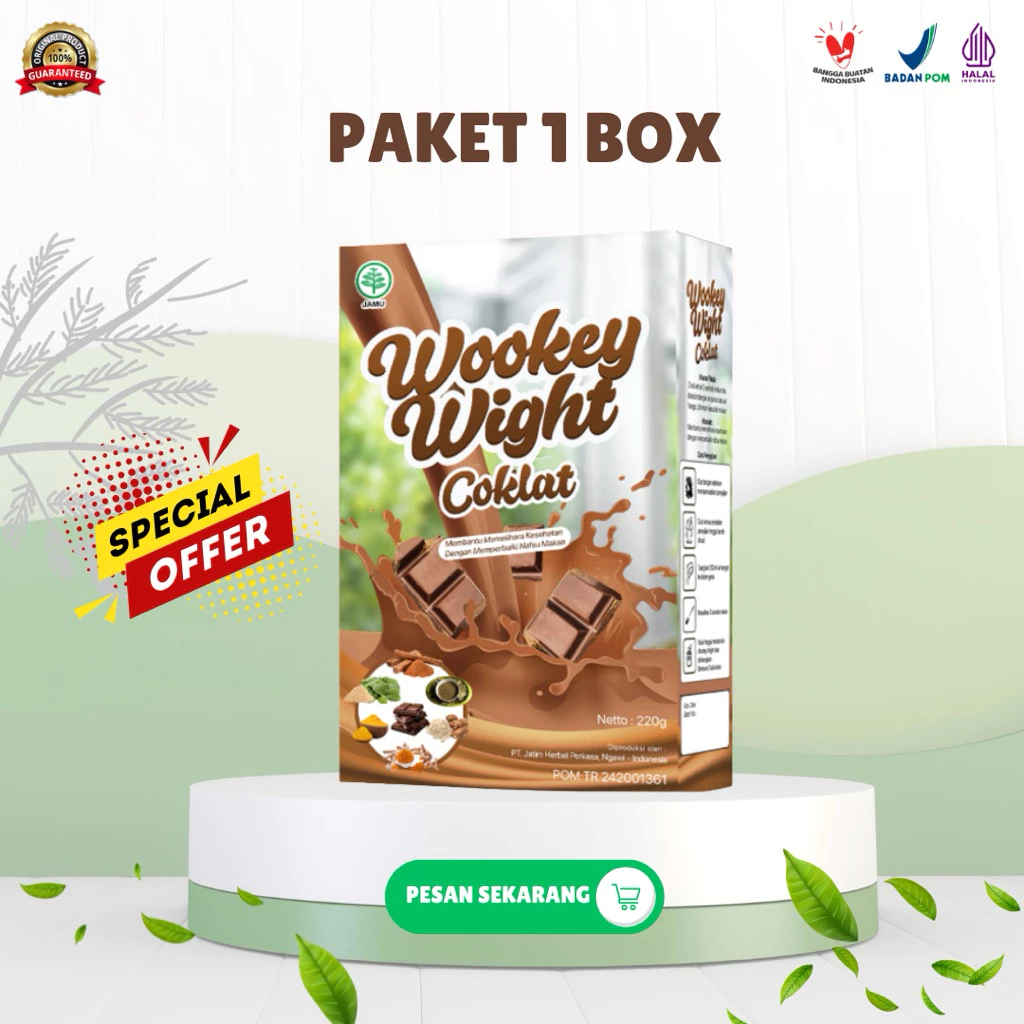 

PAKET 1 BOX - Wookey Weight Coklat Susu Penambah Berat Badan 220gr Paket Nutrisi 1 Box