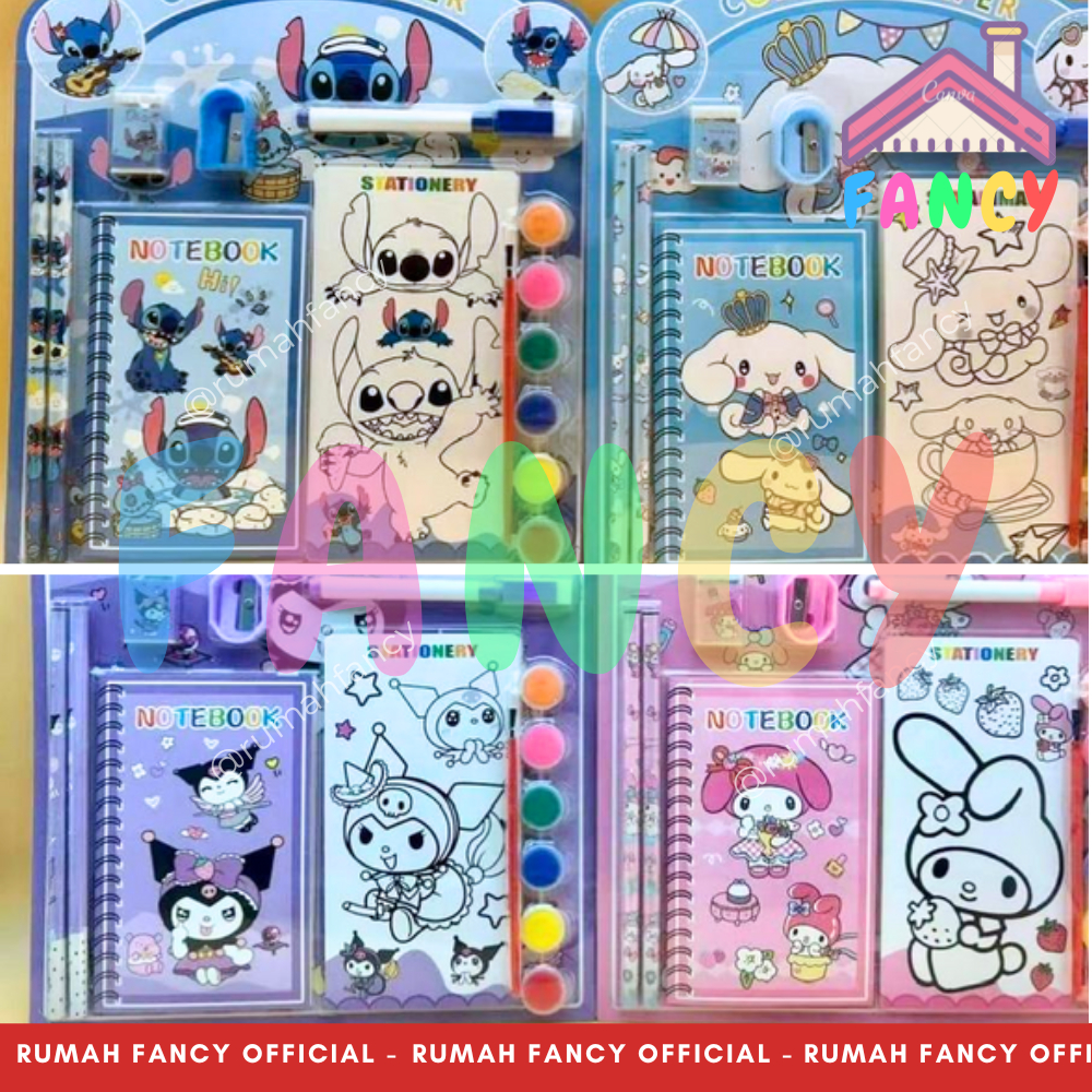 

Paket Alat Tulis + Buku Mewarnai Cat Air Study Set Lucu 3036 Set Melukis Notes dan Pensil Lucu Unik