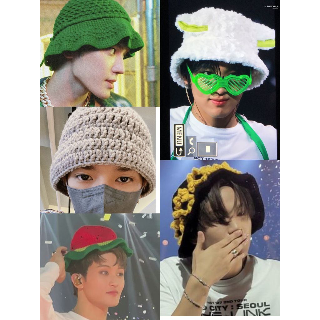 TAEYONG/MARK NCT CROCHET HAT/HAECHAN SUNFLOWER HAT/ NCT CROCHET BEANIE/Crochet Bucket Hat/ TOPI RAJU