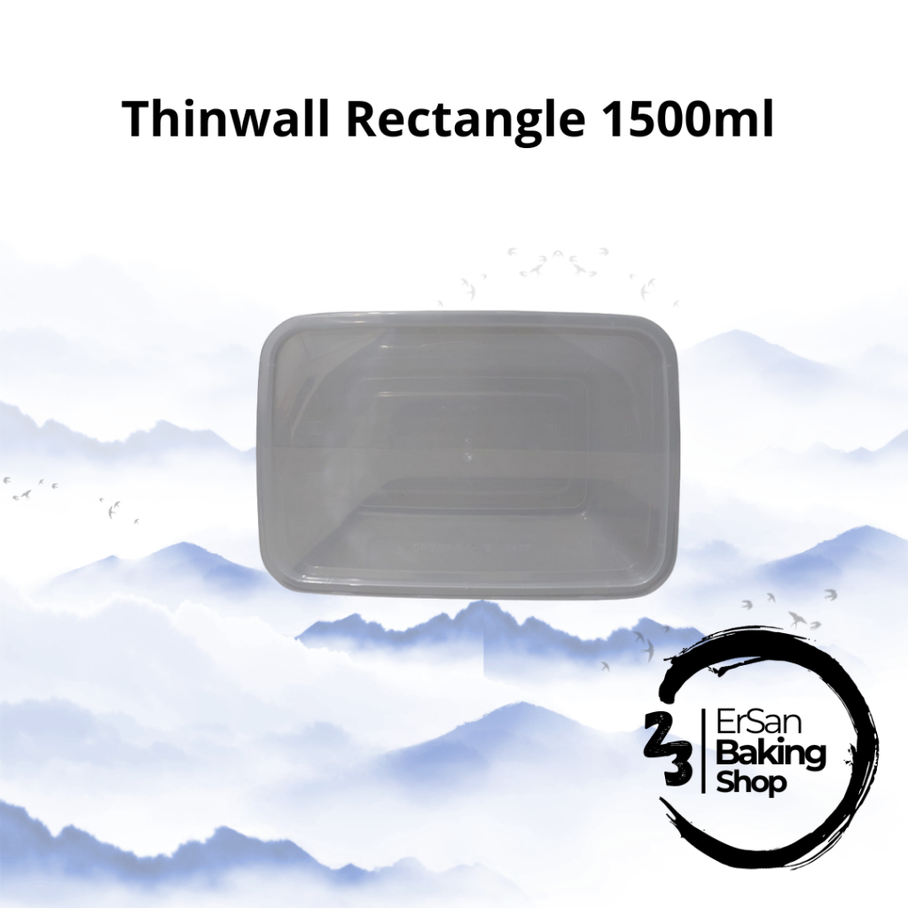 [25 Pcs]Thinwall Rectangle 1500ml/Kotak Makan Plastik 1500ml/Thinwall Meiji 1500ml/Kotak Nasi 1500ml