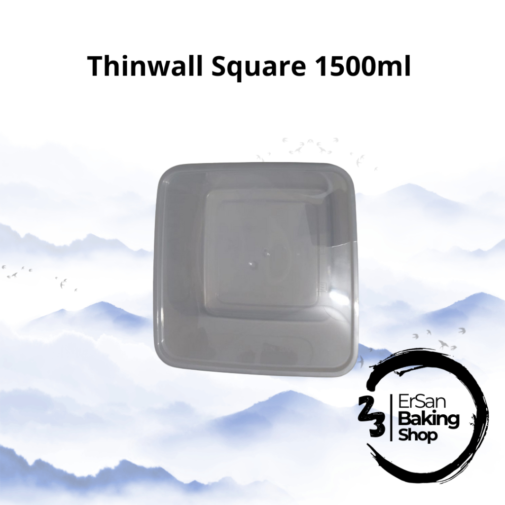 [25 Pcs] Thinwall Square 1500ml/Kotak Makan Plastik 1500ml/Thinwall Meiji 1500ml/Kotak Nasi 1500ml