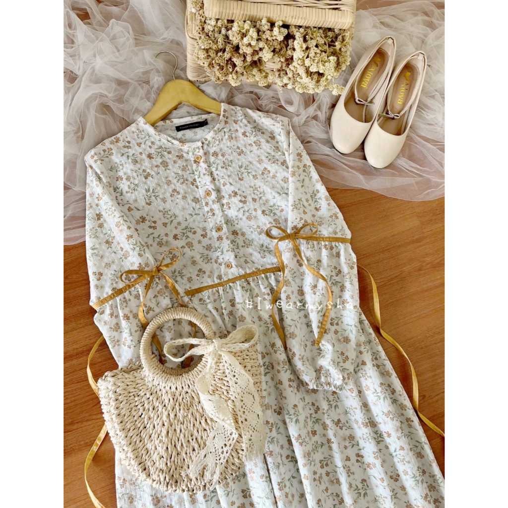 CALLIA DRESS : FRESHIA HONEY Gamis Motif Bunga Dress Korean Style Size S M L XL Mysha Iwearmysha