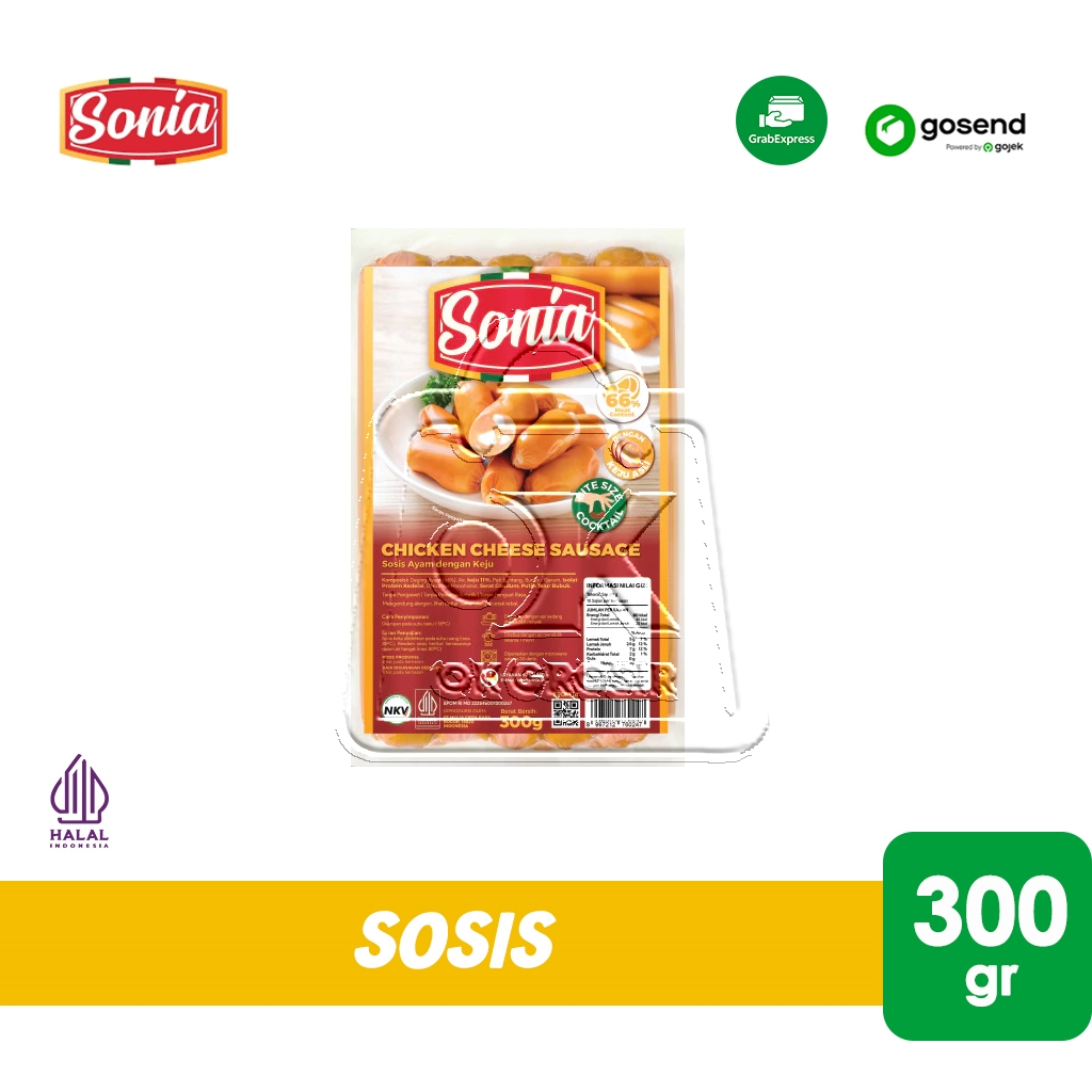 

Sosis Ayam Keju SONIA Chicken Cheese Sausage 300gr (KHUSUS INSTANT)