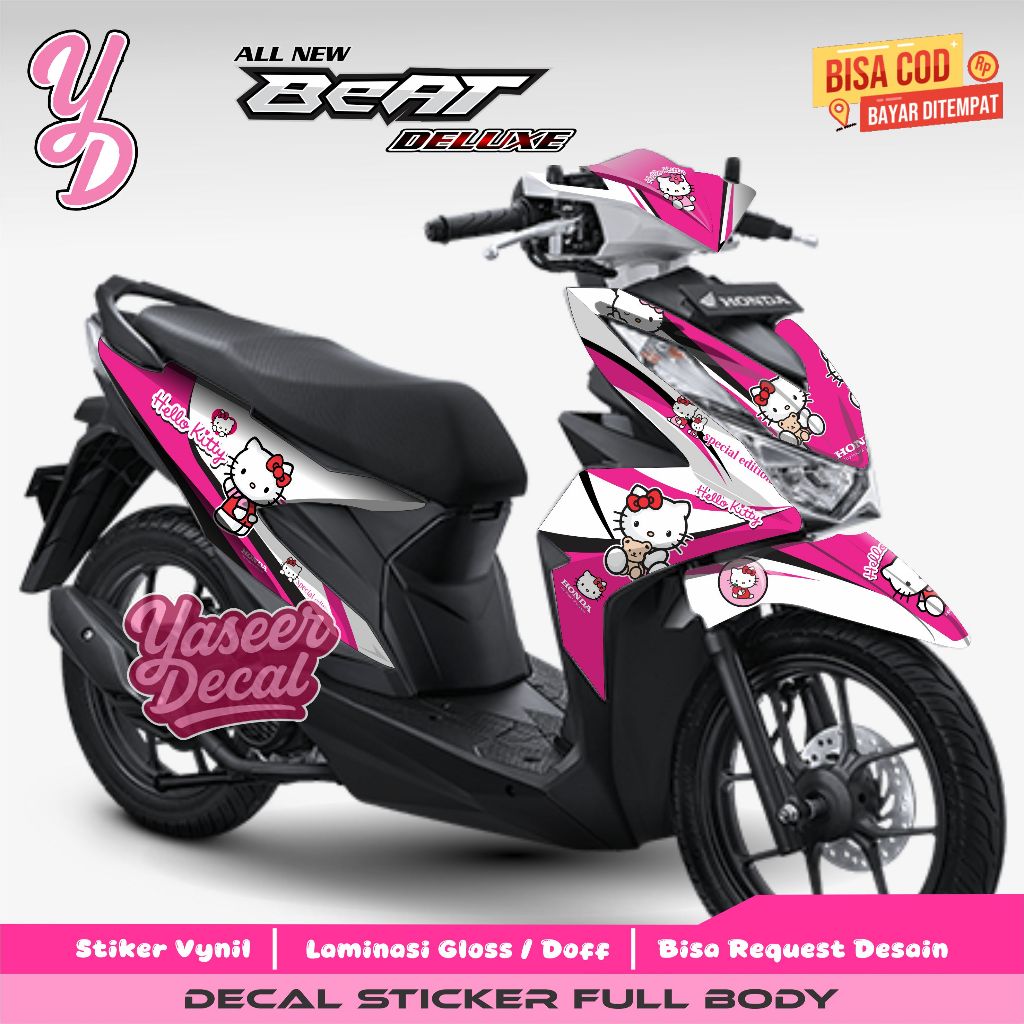 DECAL STICKER TERBARU BEAT DELUXE STREET 2020-2023 FULL BODY DESAIN HELLO KITTY