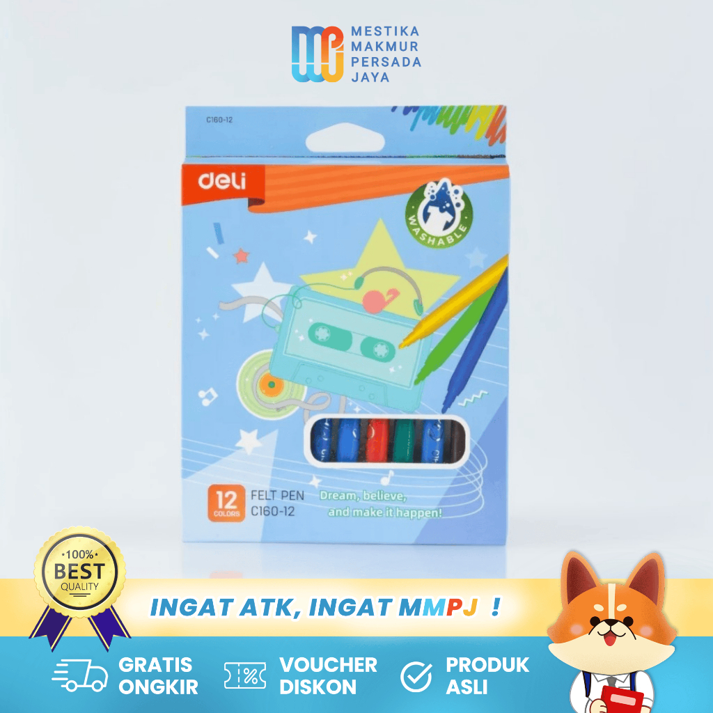 

Deli CC160 Felt Pen X Agnez Mo – Spidol Warna 1.0mm Washable Non-Toxic