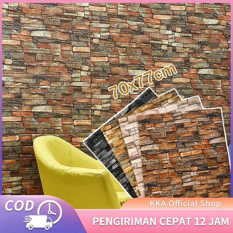 Wallpaper Dinding 3D Foam Pola Bata Merah 70x77cm High Quality wallpaper 3D Foam Wallpaper