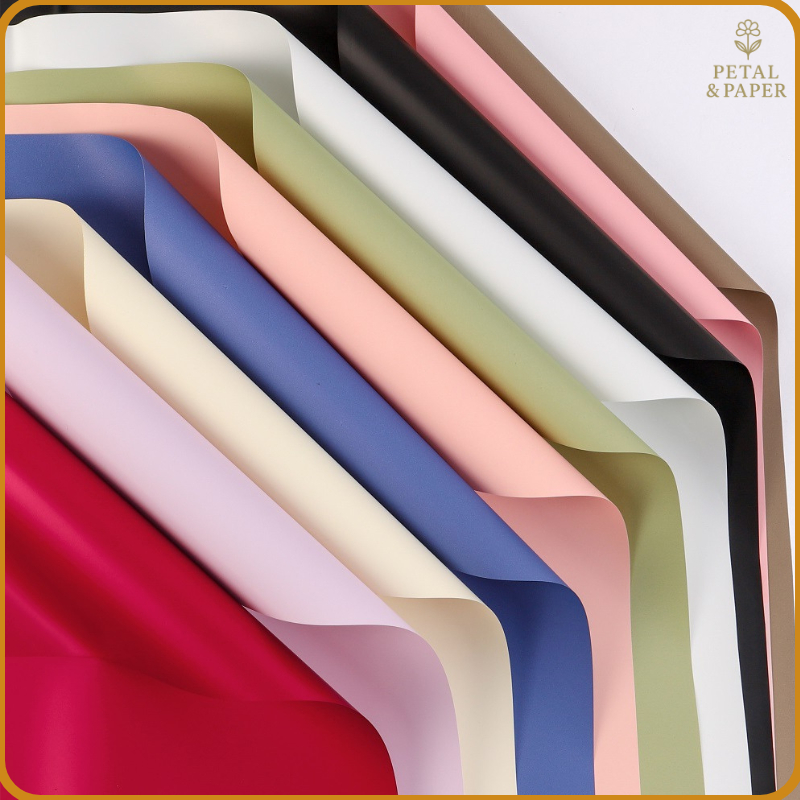 

20 LEMBAR Kertas Buket Bunga Polos Solid Flower Wrapping Cellophane Full Color Opp KB6199 copy