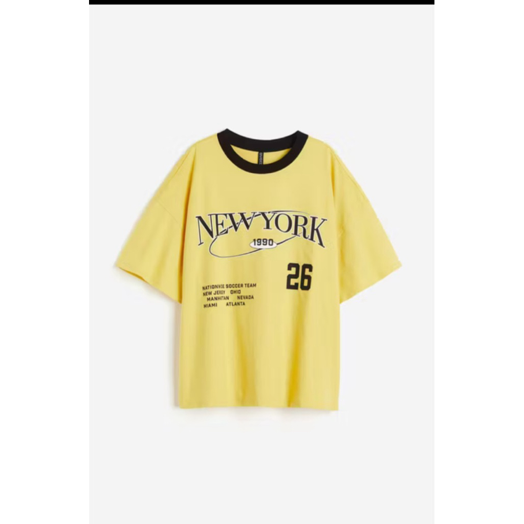 Kaos H&M Branded Preloved XS – T-Shirt New York Kuning Like New  Preloved kaos H&M HNM h&m skena ove
