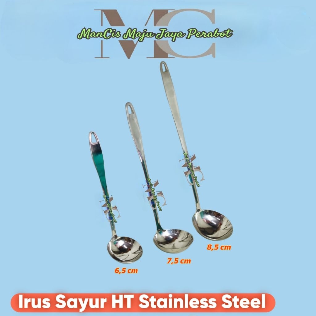 Irus stainless steel tebal high quality sendok sayur centong sayur irus bakso