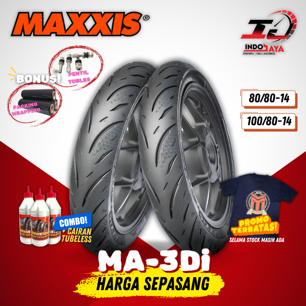 [PAKET MURAH SEPASANG] BAN MAXXIS DIAMOND MA-3Di TUBELESS (80/80-14 & 100/80-14) MA 3DN / BAN LUAR M