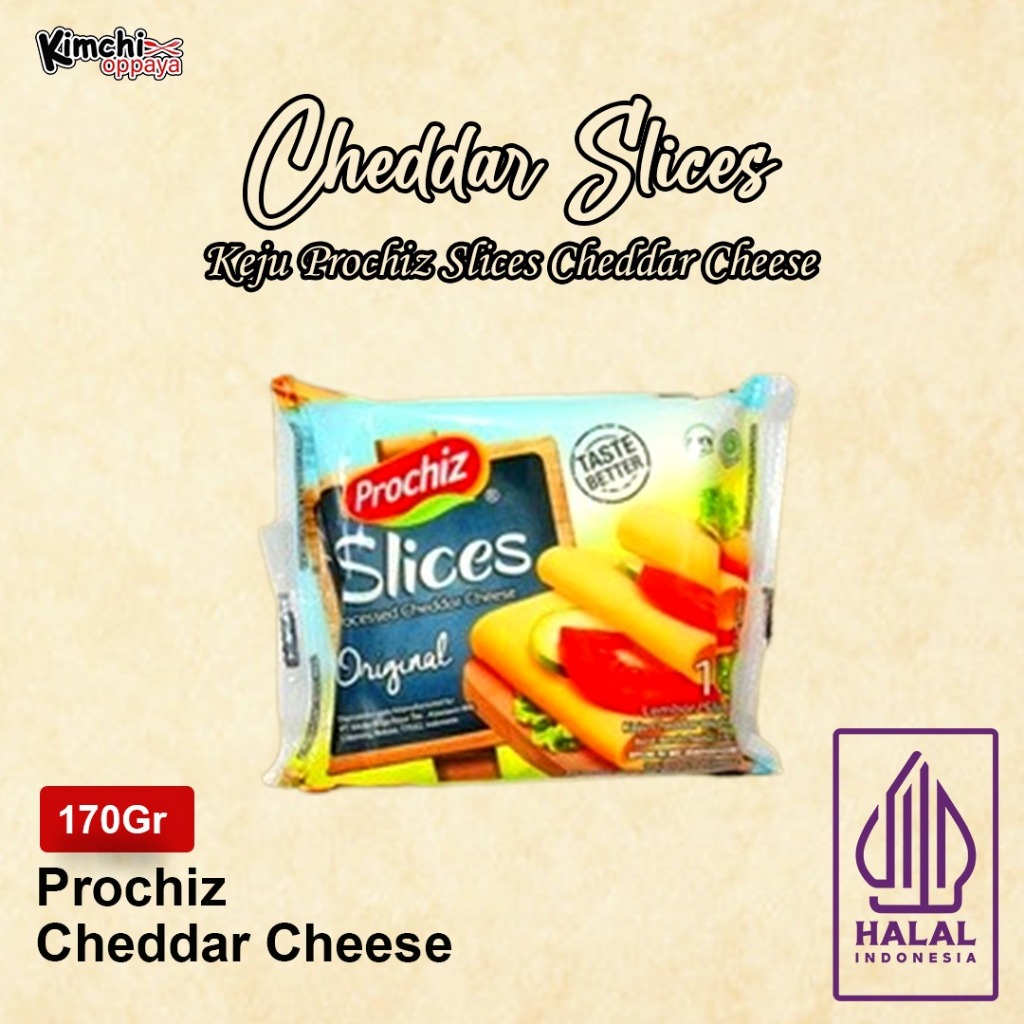 

Keju Prochiz Slices Cheddar Cheese Isi10'S 170 Gram