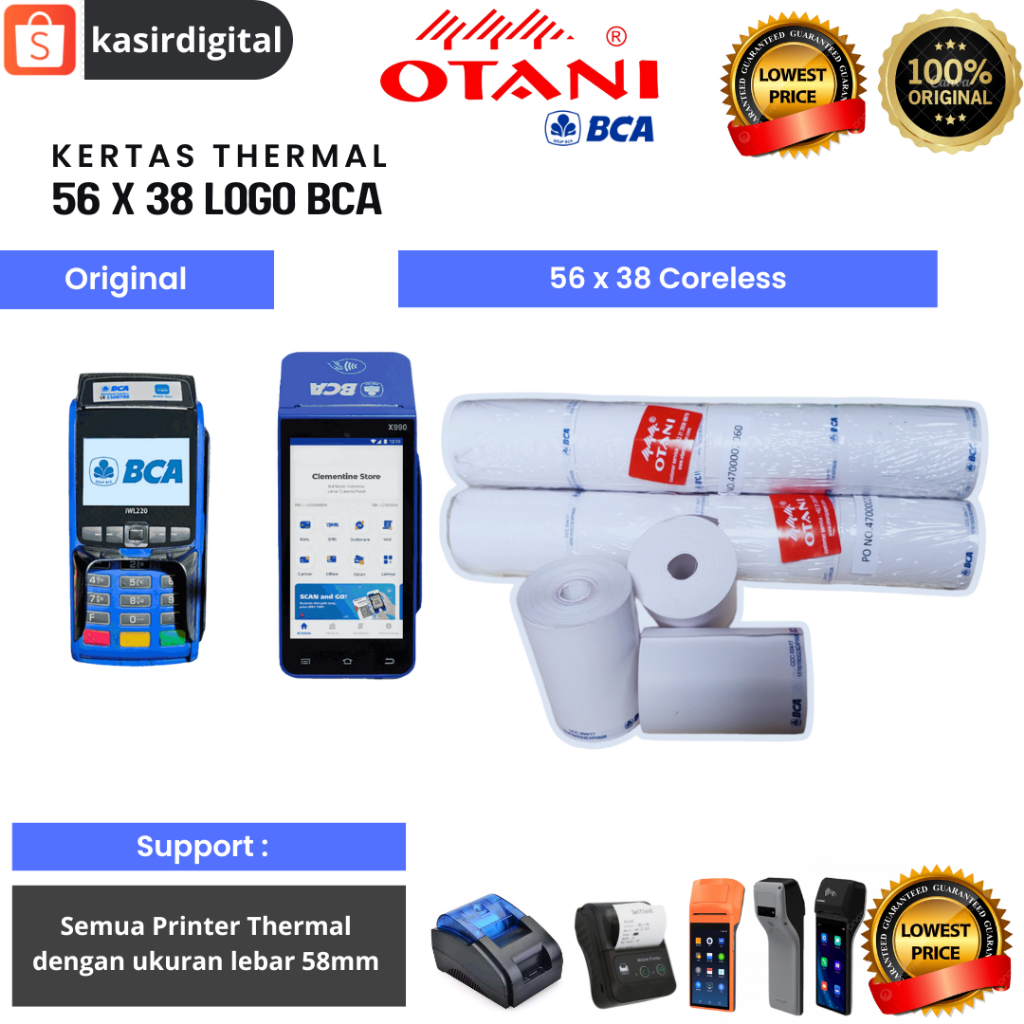 

Kertas Thermal EDC Bank BC4 OTANI Coreless 36X40mm Original