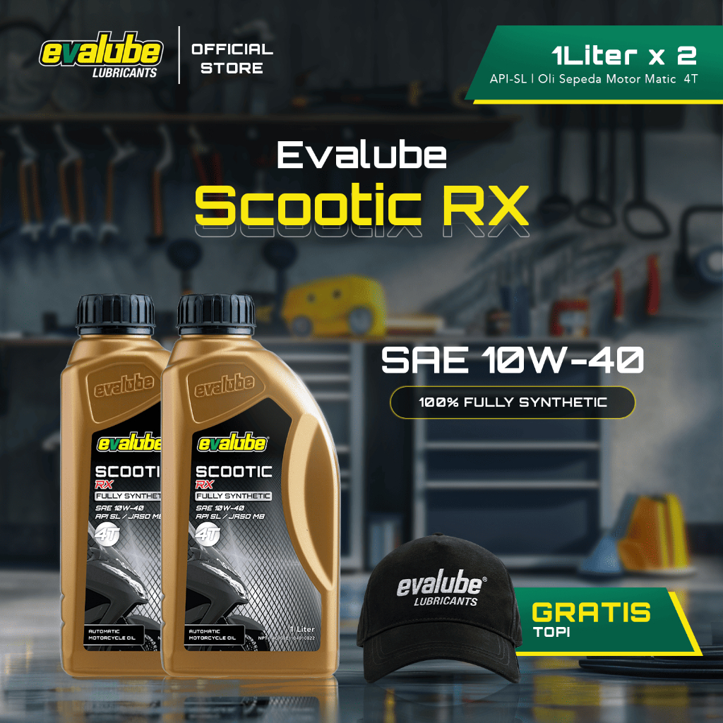 Larismanistokokku Oli Motor Matic Evalube Scootic Rx Full Synthetic 10W-40 2L ( 1L X 2 Free Topi )