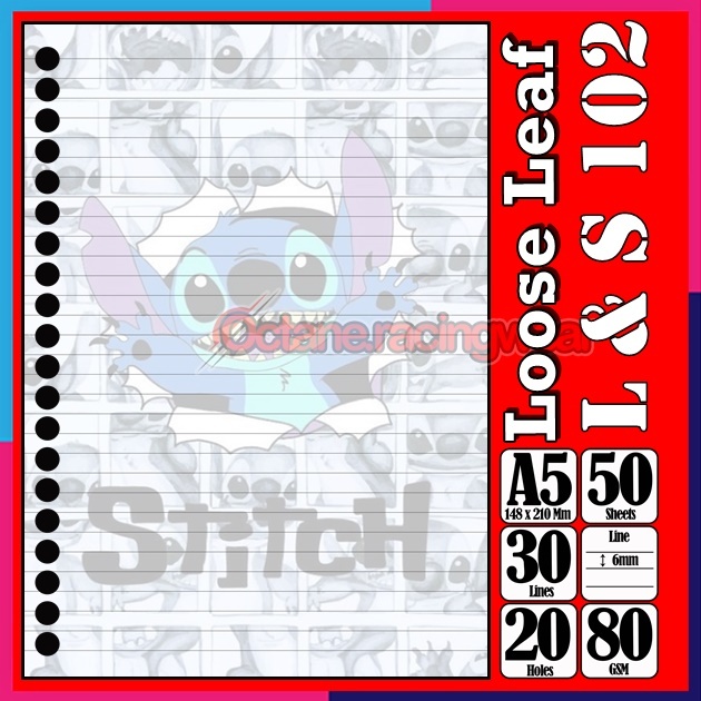 

Loose leaf Kertas binder A5 Isi 50 Lembar karakter Lilo & Steach kartun lucu Kertas binder autestic autestik Estetik Buku Refil isi ulang lucu warna warni bergambar garis Polos Repil Vol-1