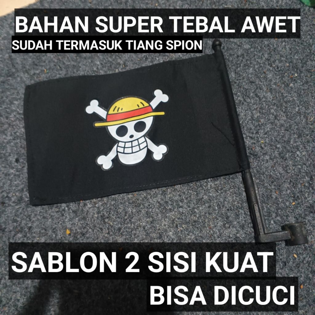 BENDERA ONE PIECE MOTOR | BAHAN PREMIUM SUPER TEBAL | TIANG SPION | BENDERA ONE PIECE KECIL MINI