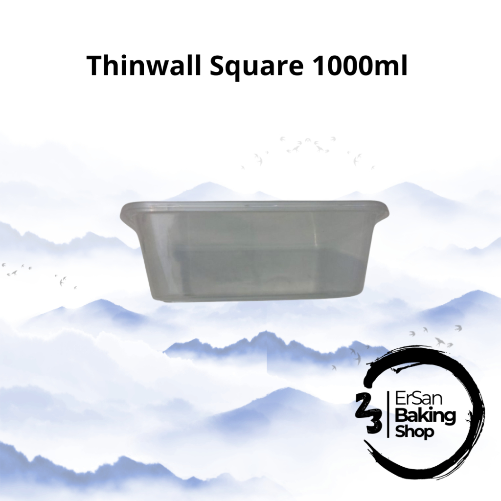 [25 Pcs] Thinwall Square 1000ml/Kotak Makan Plastik 1000ml/Thinwall Meiji 1000ml/Kotak Nasi 1000ml