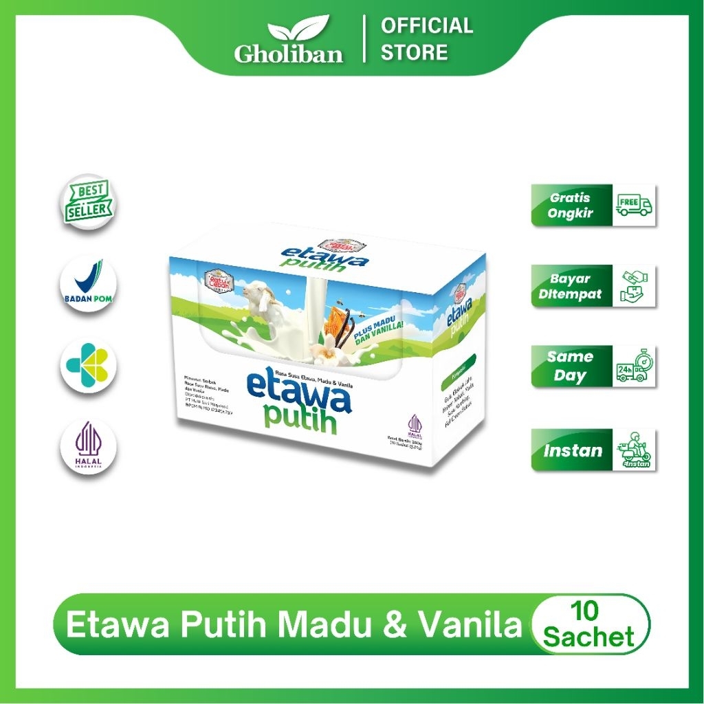 

Ratu Lebah Etawa Putih Madu & Vanila 10 Sachet Susu Tinggi Nutrisi