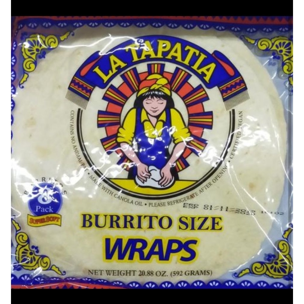 

la tapatia burrito jumbo size tortilla wraps isi 8's