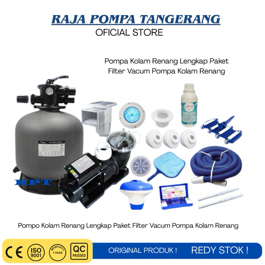 Mesin Pompa Air Kolam Renang 1HP Sand Filter Emaux Paket Kolam Renang