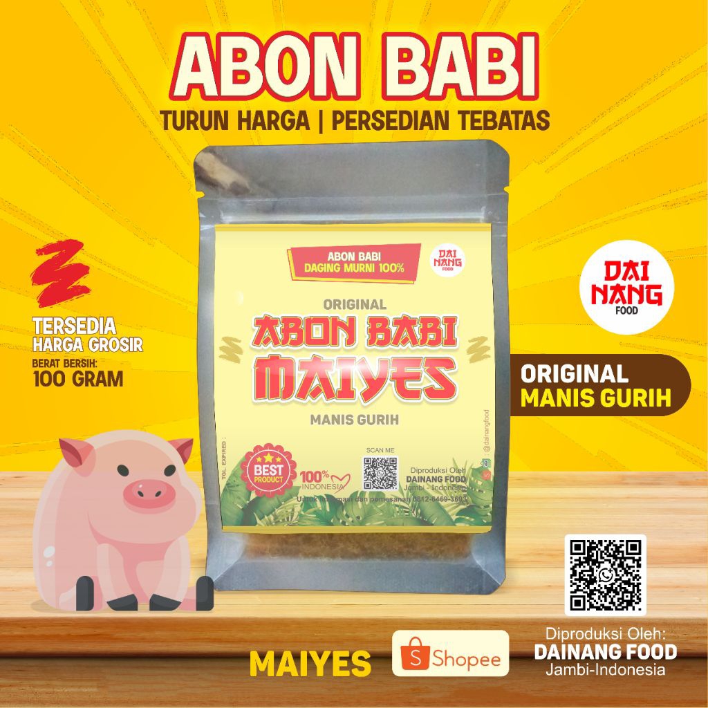 

ABON BABI MANIS GURIH 100 GR (100% MURNI DAGING BABI KAYA GIZI)