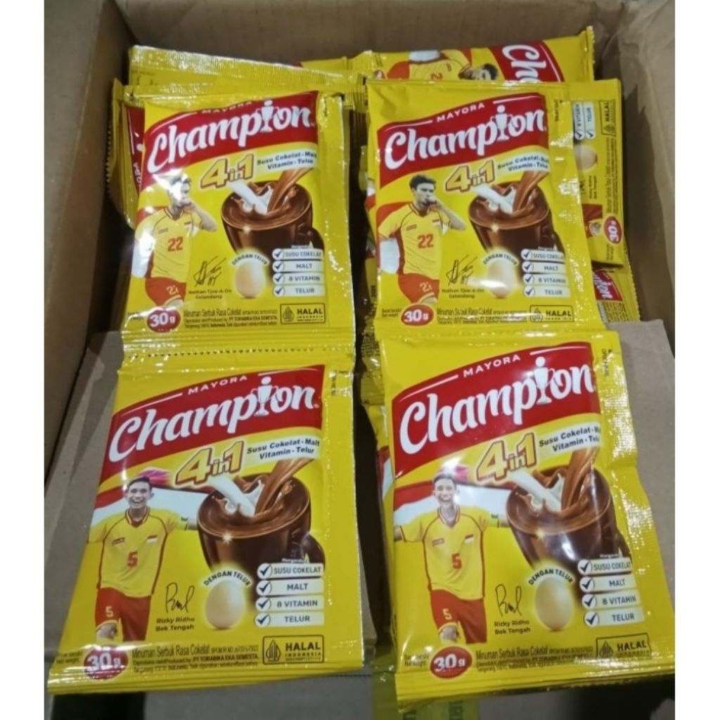 

SUSU COKLAT NEW Energen Champion 1 Renceng 5pcs isi 30gr dengan rasa coklat baik untuk anak dengan special harga promo