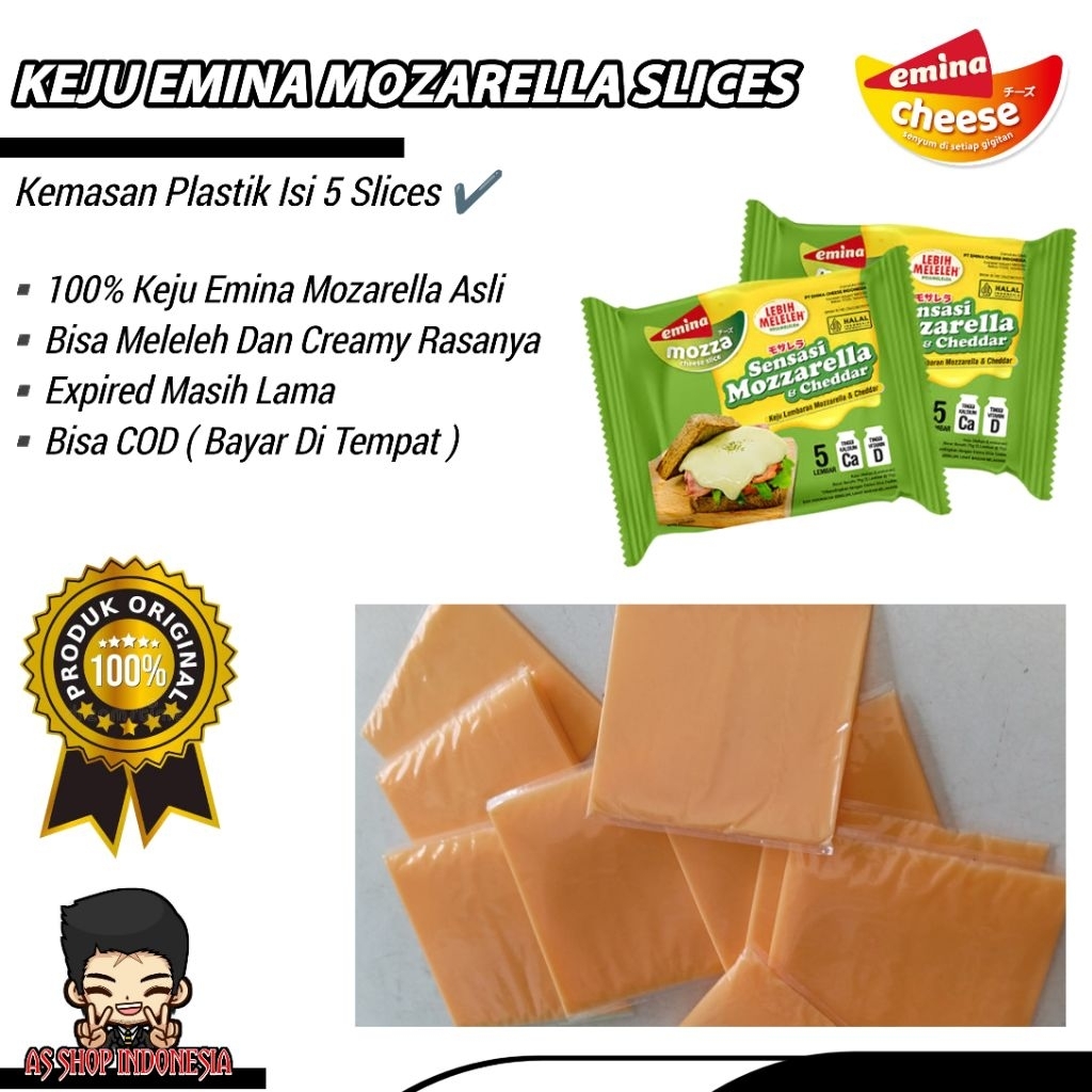 Keju Emina Mozarella Lembaran Isi 5 Slice 75gr Termurah