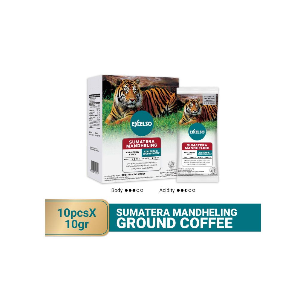 

Excelso Kopi Single Serving Sumatera Mandheling-Folding Box Bubuk 10Sachet x 10Gram Ground Coffee