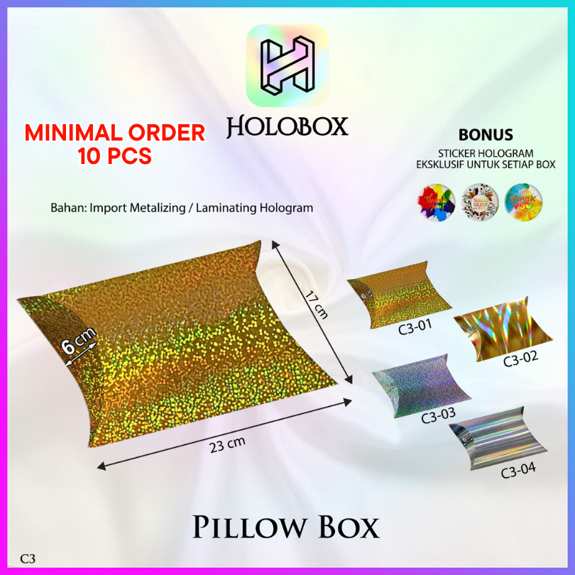 

Pillow Box – Kotak Souvenir – Gift Box Hologram 23x17x6 | C3