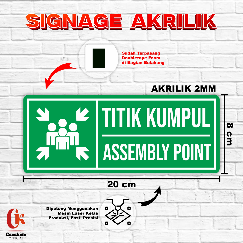 

Signage Akrilik PREMIUM - Papan Petunjuk Arah & Informasi Geser/CCTV/Titik Kumpul - Ready Stock