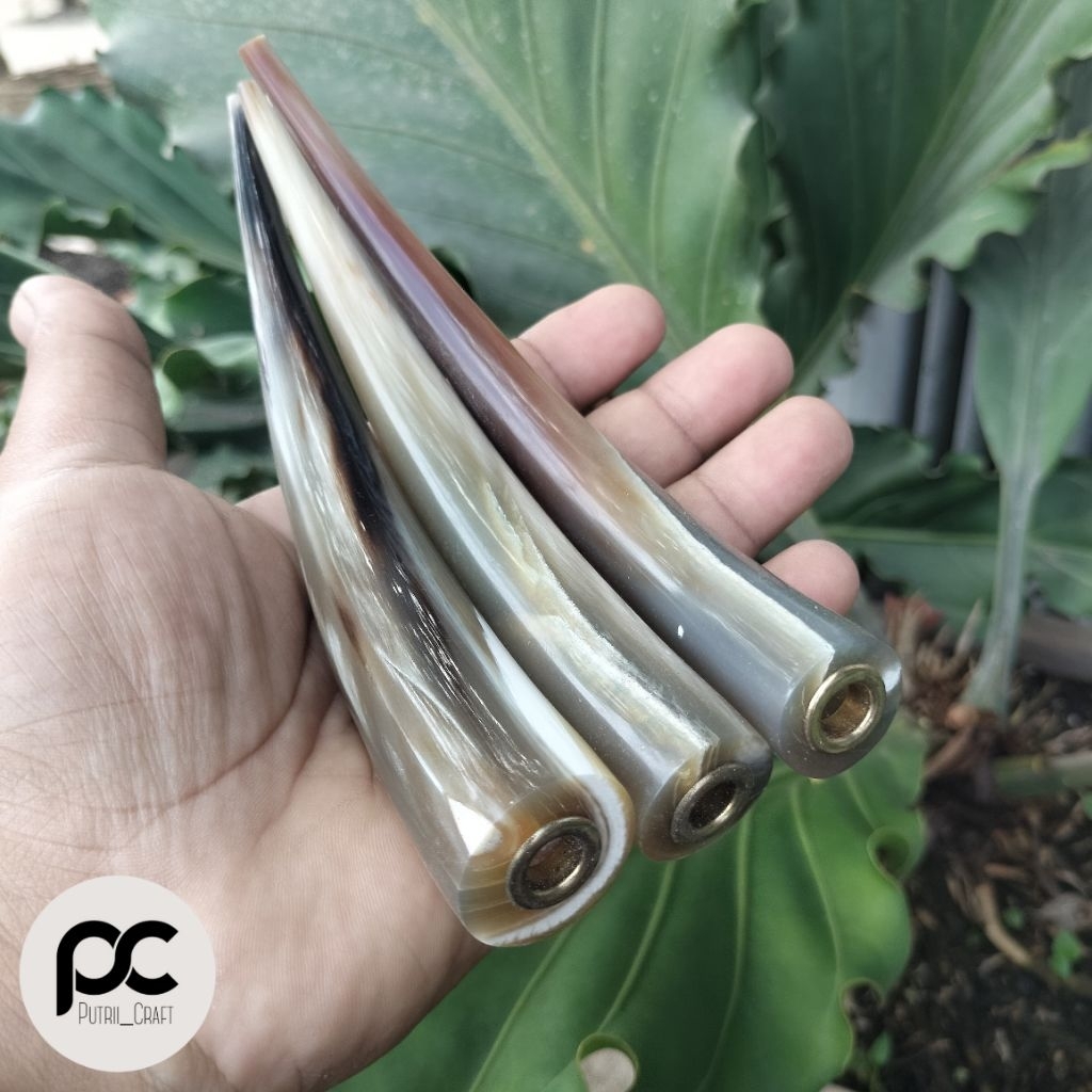 PUTRIICRAFT | Pipa once / once cangklong / padutan / pipa rokok tanduk kerbau bule