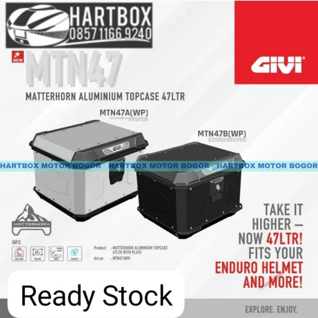 BOX MOTOR GIVI PANNIER IMPORT MTN47A Aluminium BOX MOTOR GIVI MTN47B Black Painted BOX MTN47