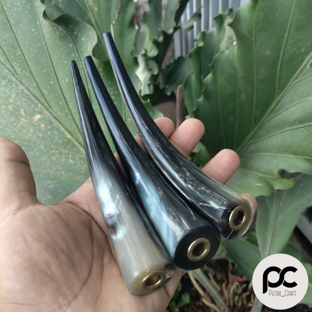 PUTRIICRAFT | Pipa once / once cangklong / padutan / pipa rokok tanduk kerbau hitam