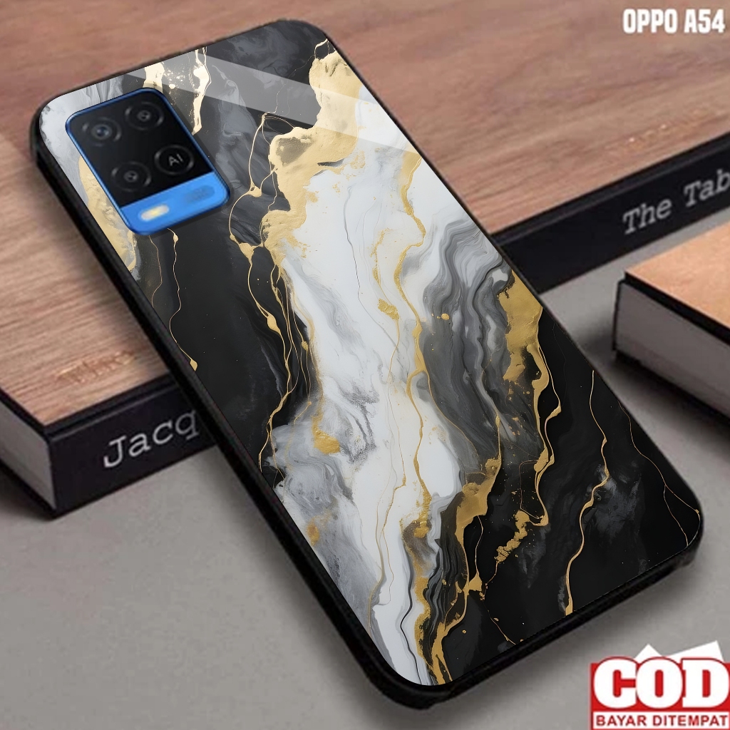 Softcase Glass Oppo A54  - Softcase Motif MARBLE - Softcase Glossy - Softcase Glass - Softcase A54