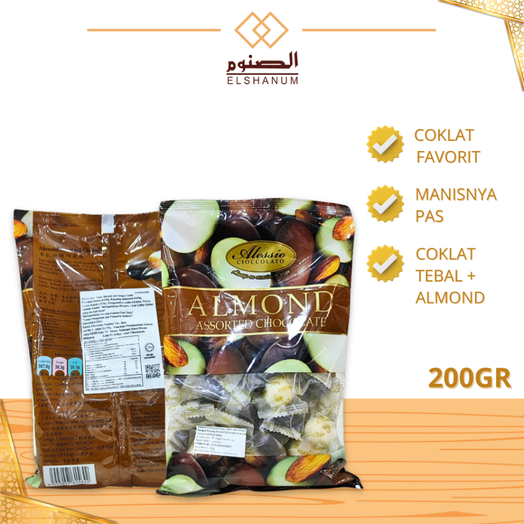 

Coklat Almond Alessio 200gr | Coklat Almond Asli | Coklat Alessio | Coklat Malaysia / Shabani.Store