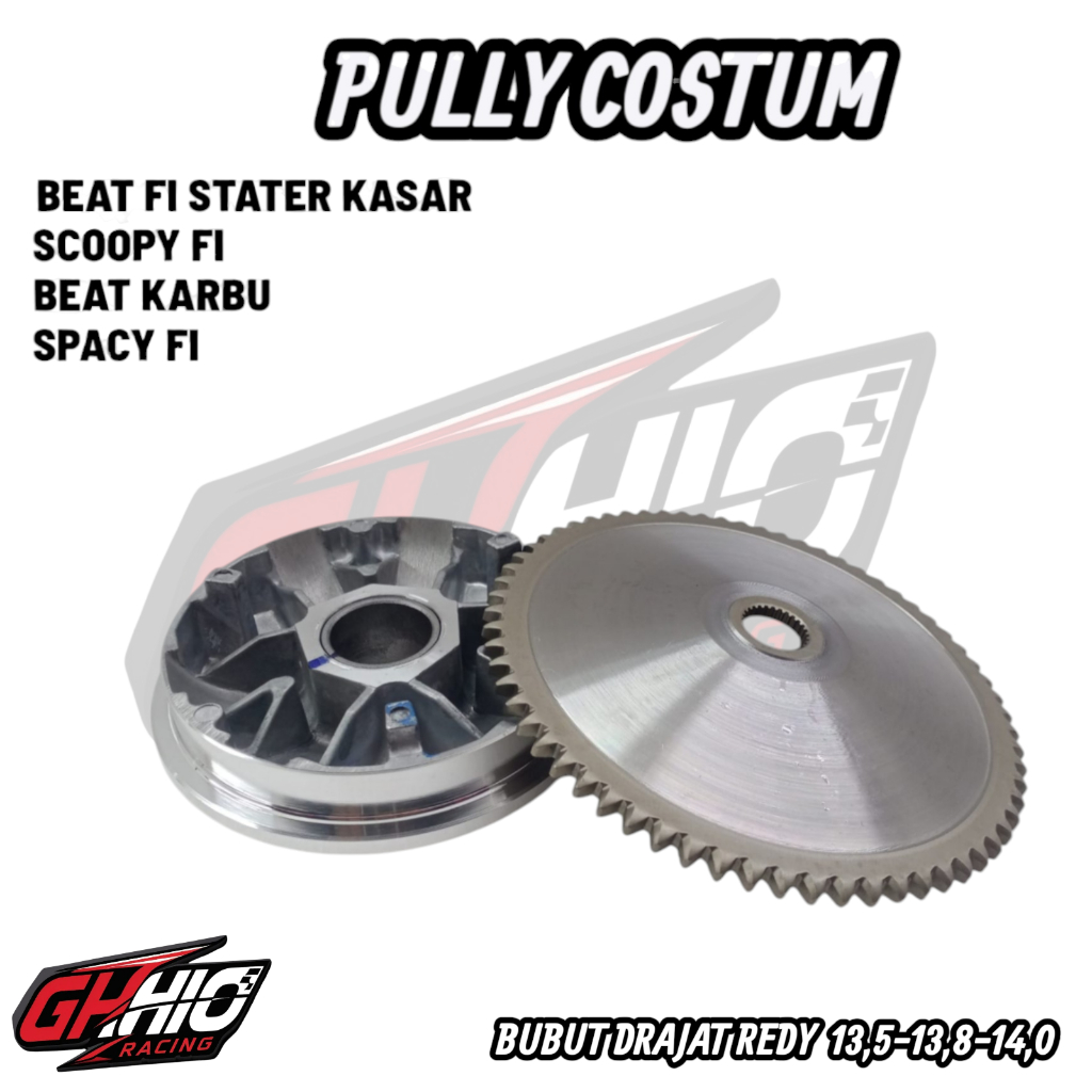 PULLEY COSTUM BEAT KARBU BEAT FI 2013-2014 SCOOPY KARBU VARIO KARBU PULLY BUBUTDERAJAT13,5 13,8 14,0