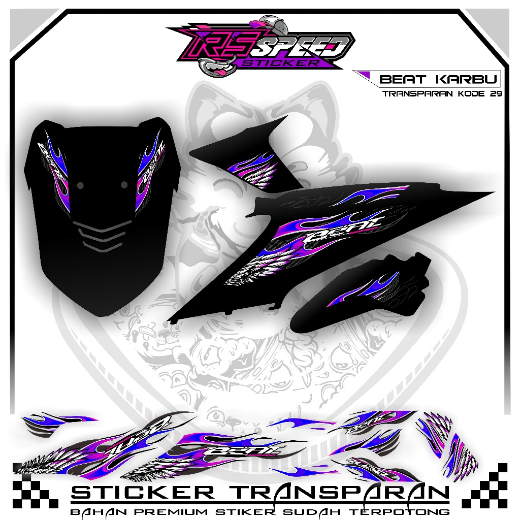 STRIPING BEAT KARBU 2010 VARIASI STIKER BEAT KARBU 2010 UV TRANSPARAN KODE 29 BAHAN PREMUM