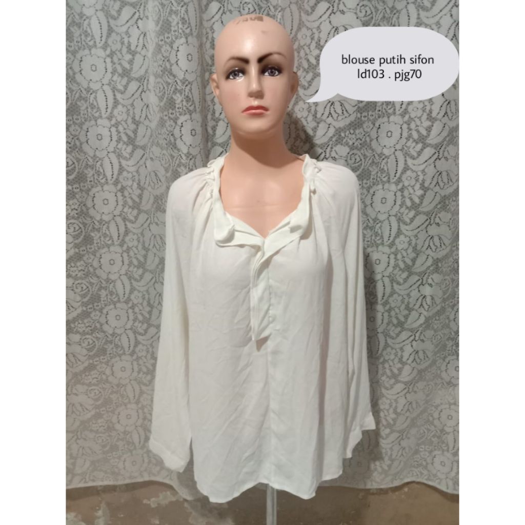 baju preloved  blouse putih sifon