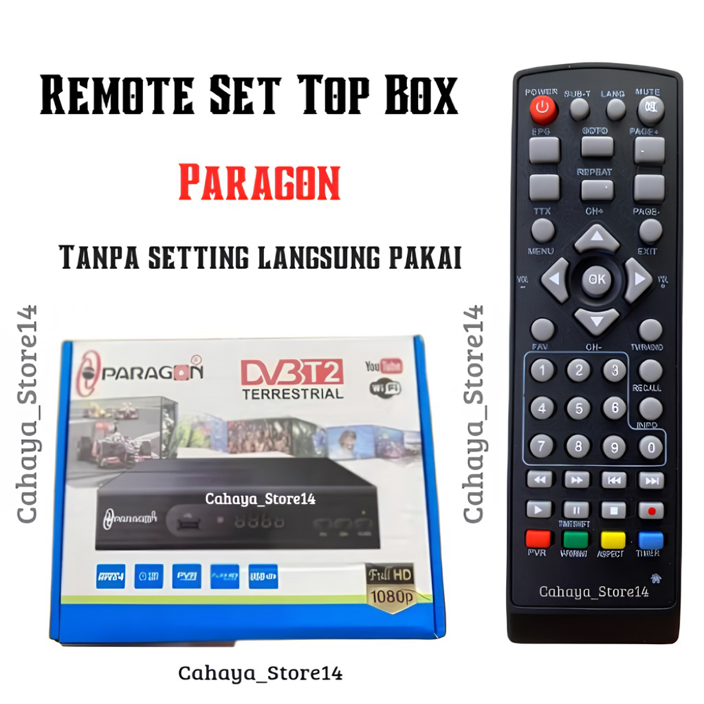 Remot Remote Set Top Box Paragon DVB T2 Tanpa Setting Langsung Pakai
