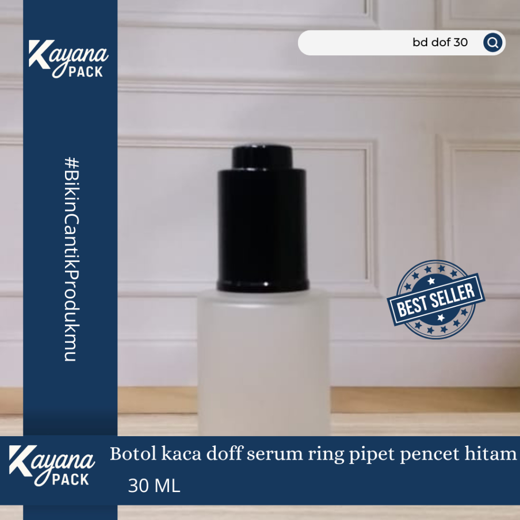 Botol Pipet Pump Tetes Serum 30 ml BD Dof Pipet Pencet (karet) Hitam Kualitas Terbaik / Botol Serum 
