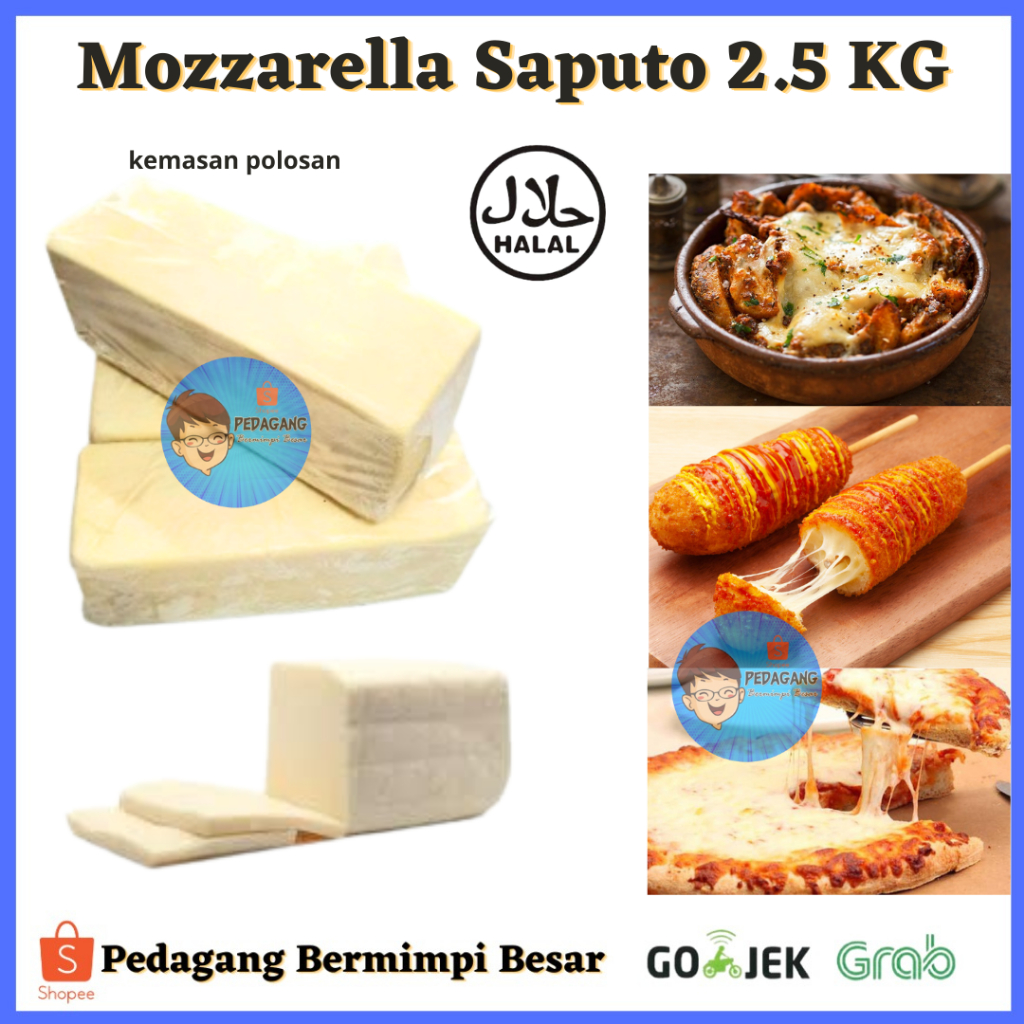 

KEJU MOZZARELLA SAPUTO 2.5KG/ Keju Mozzarella/ MOZZARELLA CHEESE / KEJU MOZZARELLA SAPUTO/ Saputo Mozzarella Cheese