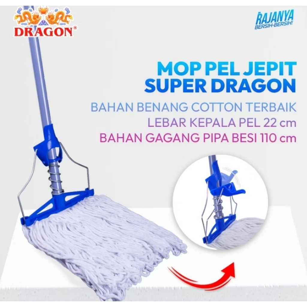 Pel Dragon Pel Jepit Gagang Plat Besi /Pel Lantai Mop / Pel Lantai Gagang Besi