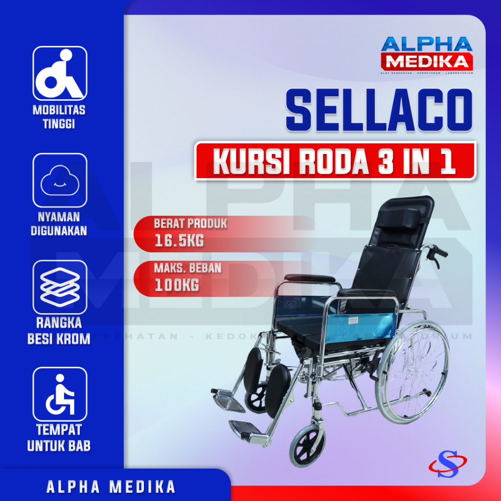 SELLACO - Kursi Roda 3in1 / Kursi Roda Sellaco 3in1 Reclining + BAB