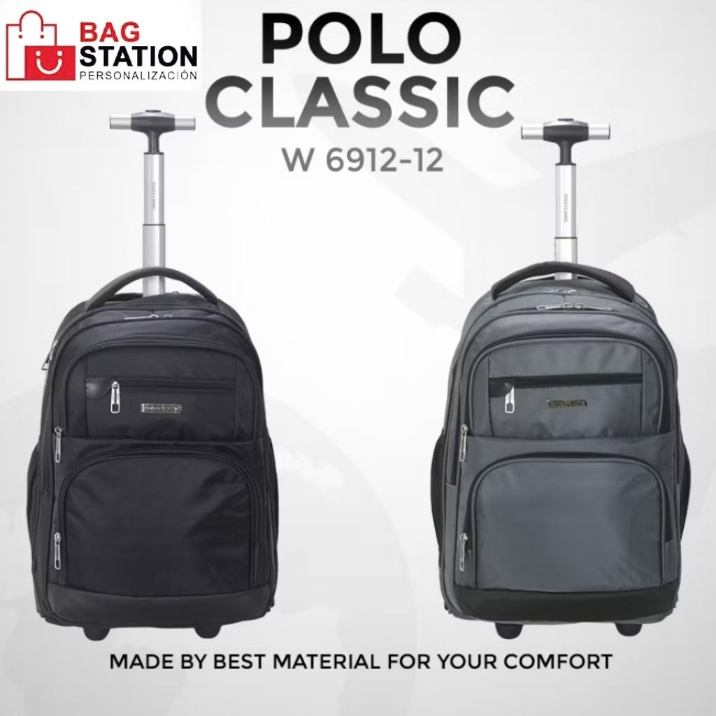 NEW TAS RANSEL LAPTOP BACKPACK TROLI TROLY TROLLEY POLO CLASSIC ORIGINAL 2 RODA BESAR TAS CABIN POLO