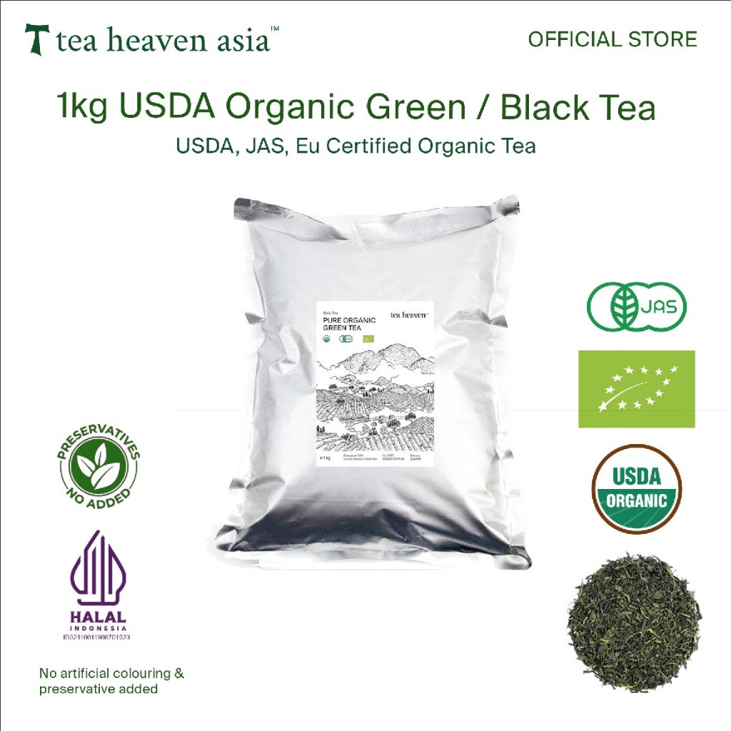 

Tea Heaven Teh Hijau | Teh Hitam USDA Organik 1kg