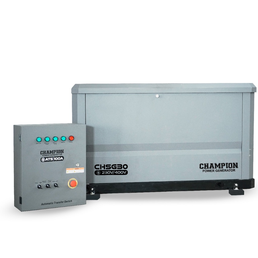 GENSET LPG 25 KVA CHAMPION CHSG30 20 kW / 25 kVA Home Standby Generator + ATS 100A Silent 3 Phase
