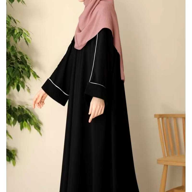 Hasifa Daily Dress | Gamis Remaja Santri Polos Simple Elegan Variasi Lis Bahan Crinkle Ukuran S M L 