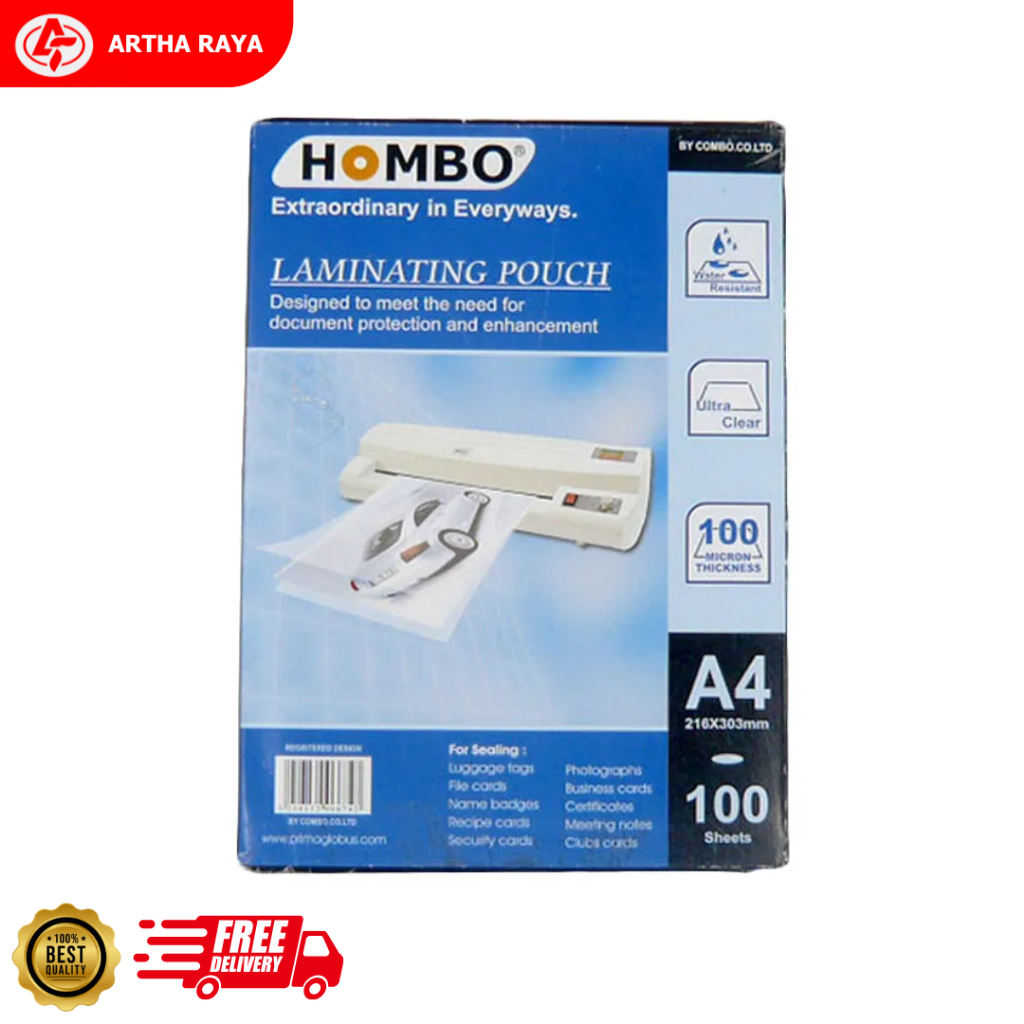 

Laminating Pouch Plastik Laminating HOMBO A4 100 Micron 1 Pack