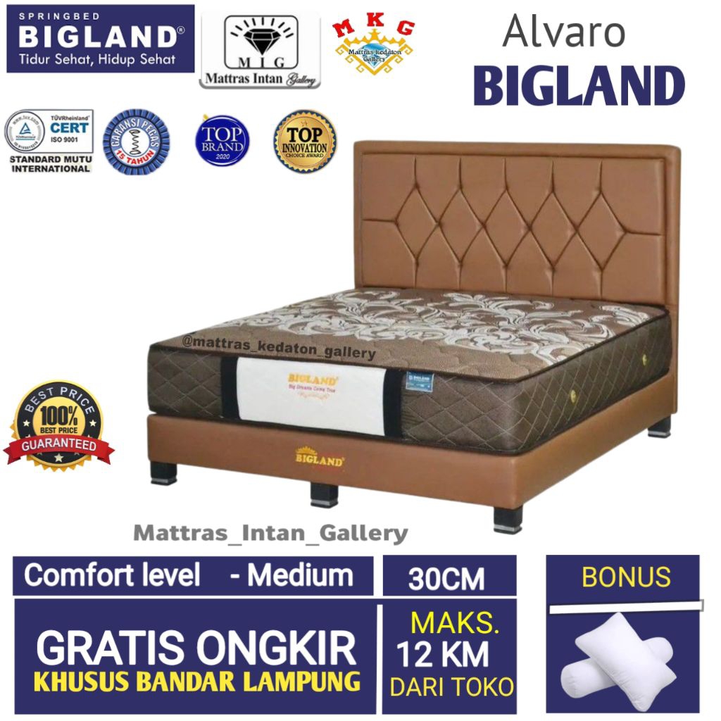 Bigland Springbed set ori Alvaro uk 160 180 free ongkir bandar lampung mattras intan gallery
