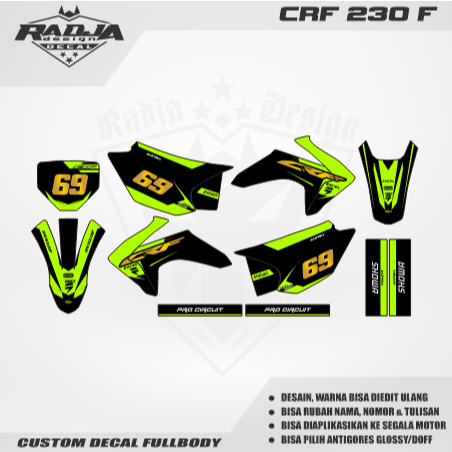 DECAL CRF 230 F FULLBODY (002) DEKAL STIKER 230F HITAM MERAH KUNING HIJAU BIRU GOLD PINK ORANGE ABU 
