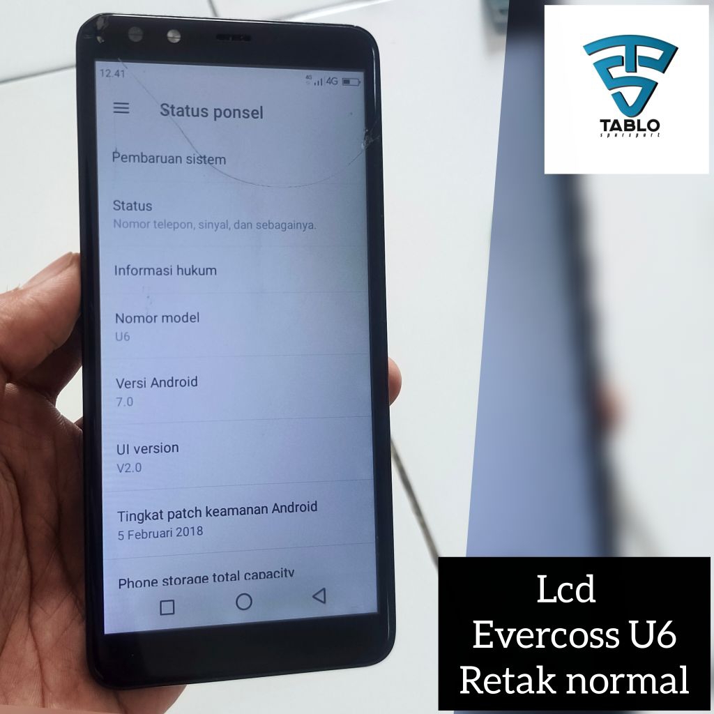 Lcd frame Evercoss U6 original retak normal